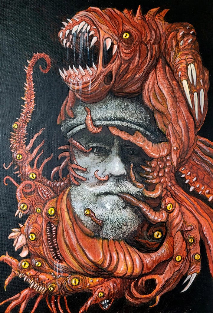 Transfert photo et peinture acrylique pour ces choses qui sortent de ma tête...
