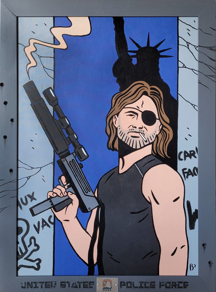 Snake Plissken met le Bronx à Manhattan. New York 1997, acrylique sur toile.
